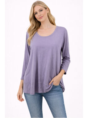 J. Jill Asymmetrical Hem Top Purple Lagenlook Tunic Cotton Artsy Minimal Size XL